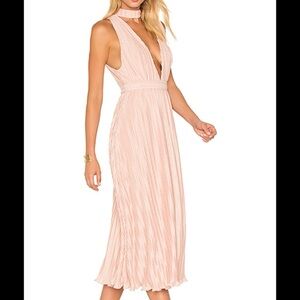NBD plunging neck‎ pleated maxi dress size S